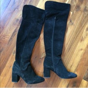 ZARA over the knee boot (black leather suede)